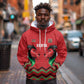 Custom Cricket Africa Kenya Hoodie Red Lion Head with Kenyan Pattern - African Pride