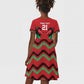 Custom Cricket Africa Kenya Kid Short Sleeve Dress Red Lion Head with Kenyan Pattern - African Pride