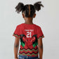 Custom Cricket Africa Kenya Kid T shirt Red Lion Head with Kenyan Pattern - African Pride