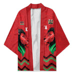 Custom Cricket Africa Kenya Kimono Red Lion Head Kenyan Pattern