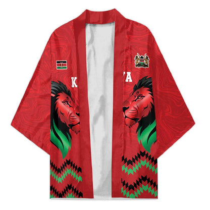 Custom Cricket Africa Kenya Kimono Red Lion Head Kenyan Pattern