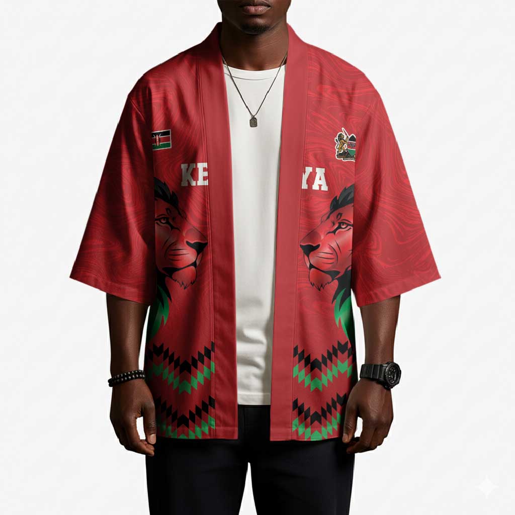 Custom Cricket Africa Kenya Kimono Red Lion Head Kenyan Pattern