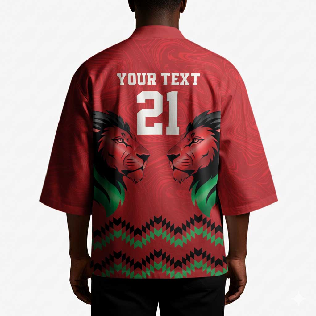 Custom Cricket Africa Kenya Kimono Red Lion Head Kenyan Pattern