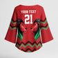 Custom Cricket Africa Kenya Kimono Sleeve Blouse Red Lion Head Kenyan Pattern