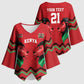 Custom Cricket Africa Kenya Kimono Sleeve Blouse Red Lion Head Kenyan Pattern