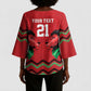 Custom Cricket Africa Kenya Kimono Sleeve Blouse Red Lion Head Kenyan Pattern