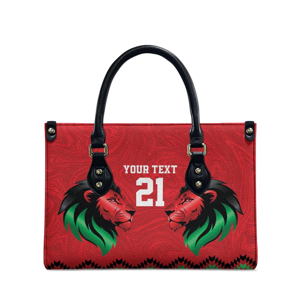 Custom Cricket Africa Kenya Leather Bag Red Lion Head Kenyan Pattern