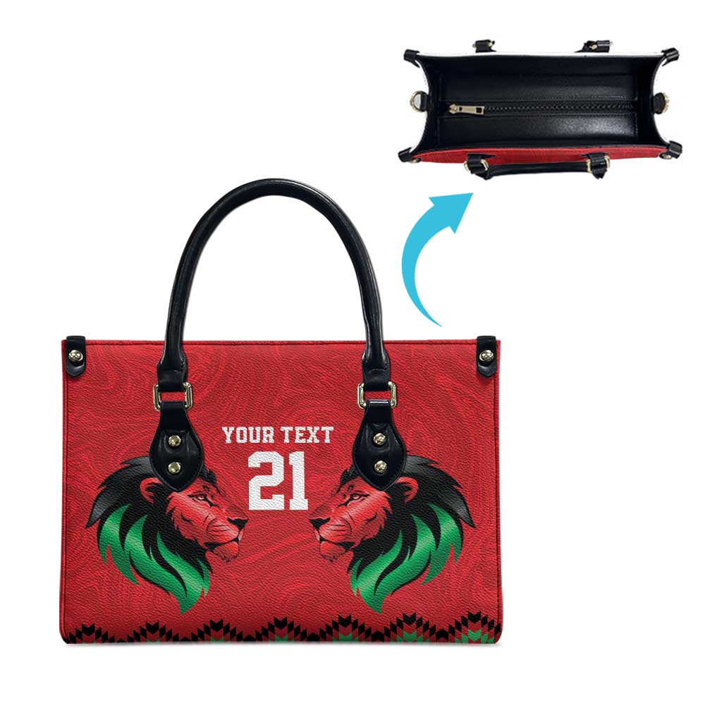 Custom Cricket Africa Kenya Leather Bag Red Lion Head Kenyan Pattern
