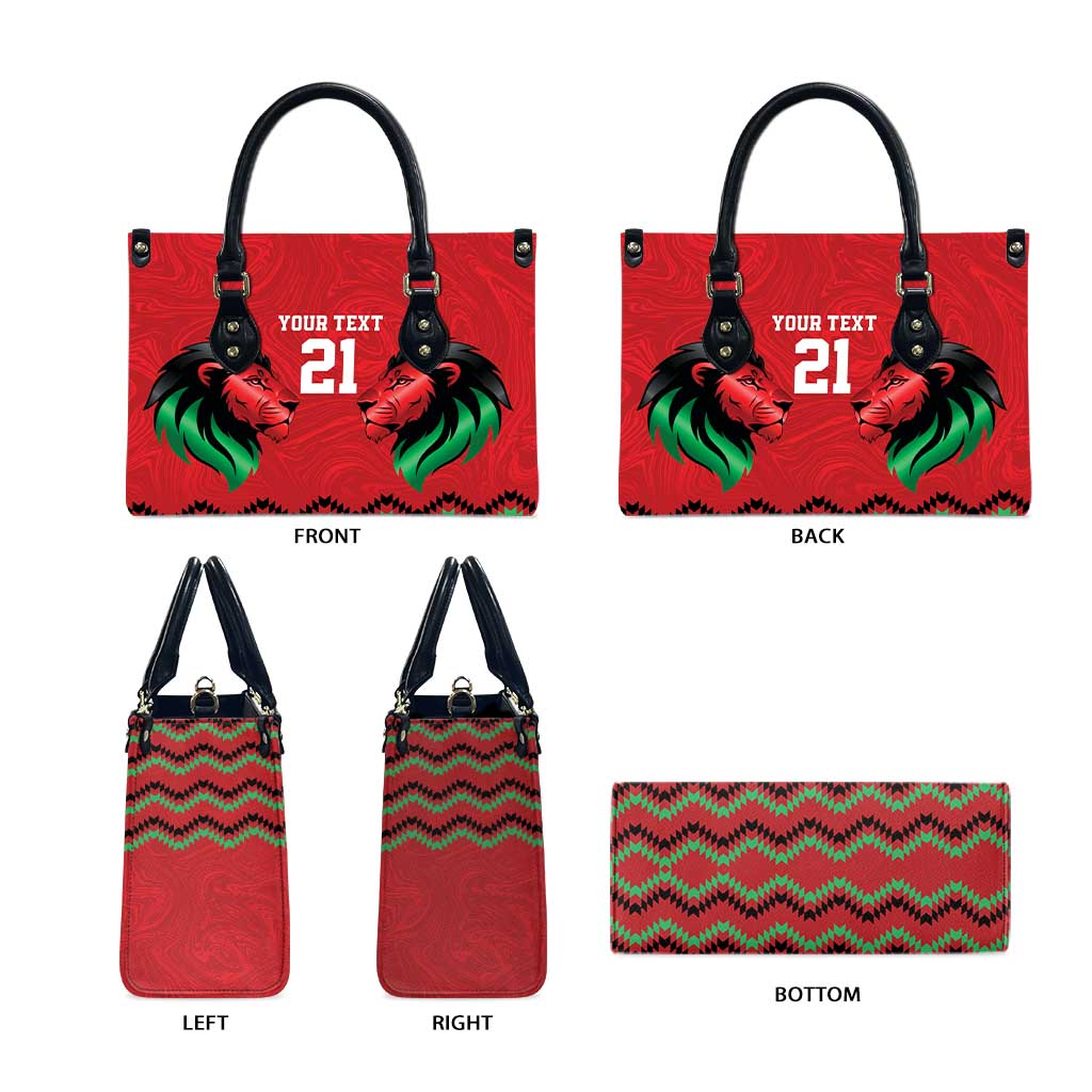 Custom Cricket Africa Kenya Leather Bag Red Lion Head Kenyan Pattern