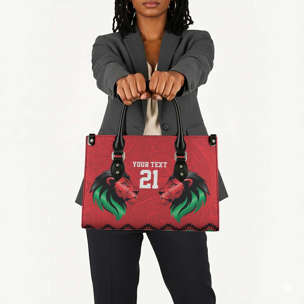 Custom Cricket Africa Kenya Leather Bag Red Lion Head Kenyan Pattern