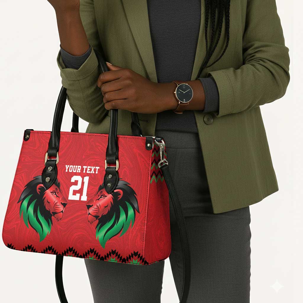 Custom Cricket Africa Kenya Leather Bag Red Lion Head Kenyan Pattern