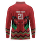 Custom Cricket Africa Kenya Long Sleeve Polo Shirt Red Lion Head with Kenyan Pattern - African Pride