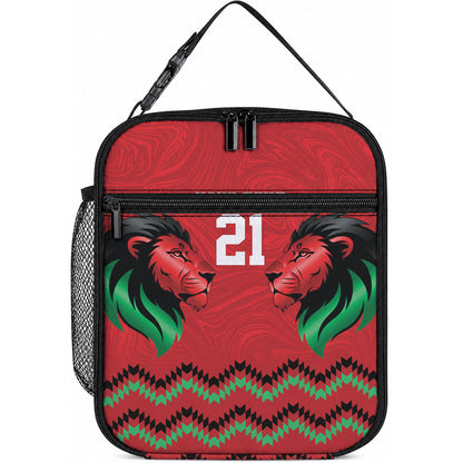 Custom Cricket Africa Kenya Lunch Bag Red Lion Head Kenyan Pattern