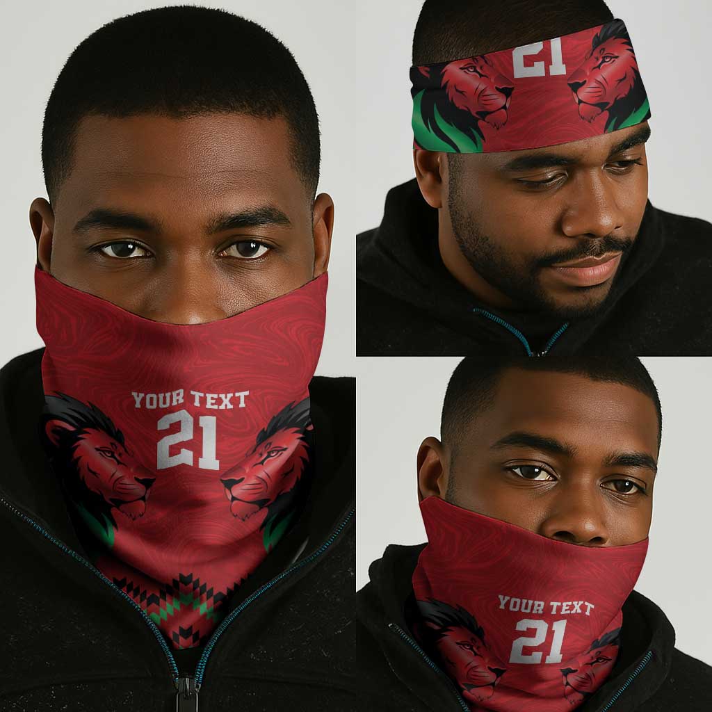 Custom Cricket Africa Kenya Neck Gaiter Red Lion Head Kenyan Pattern LT9