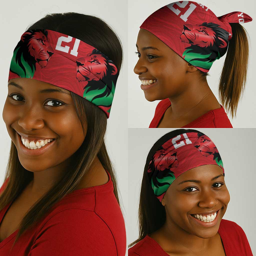 Custom Cricket Africa Kenya Neck Gaiter Red Lion Head Kenyan Pattern LT9