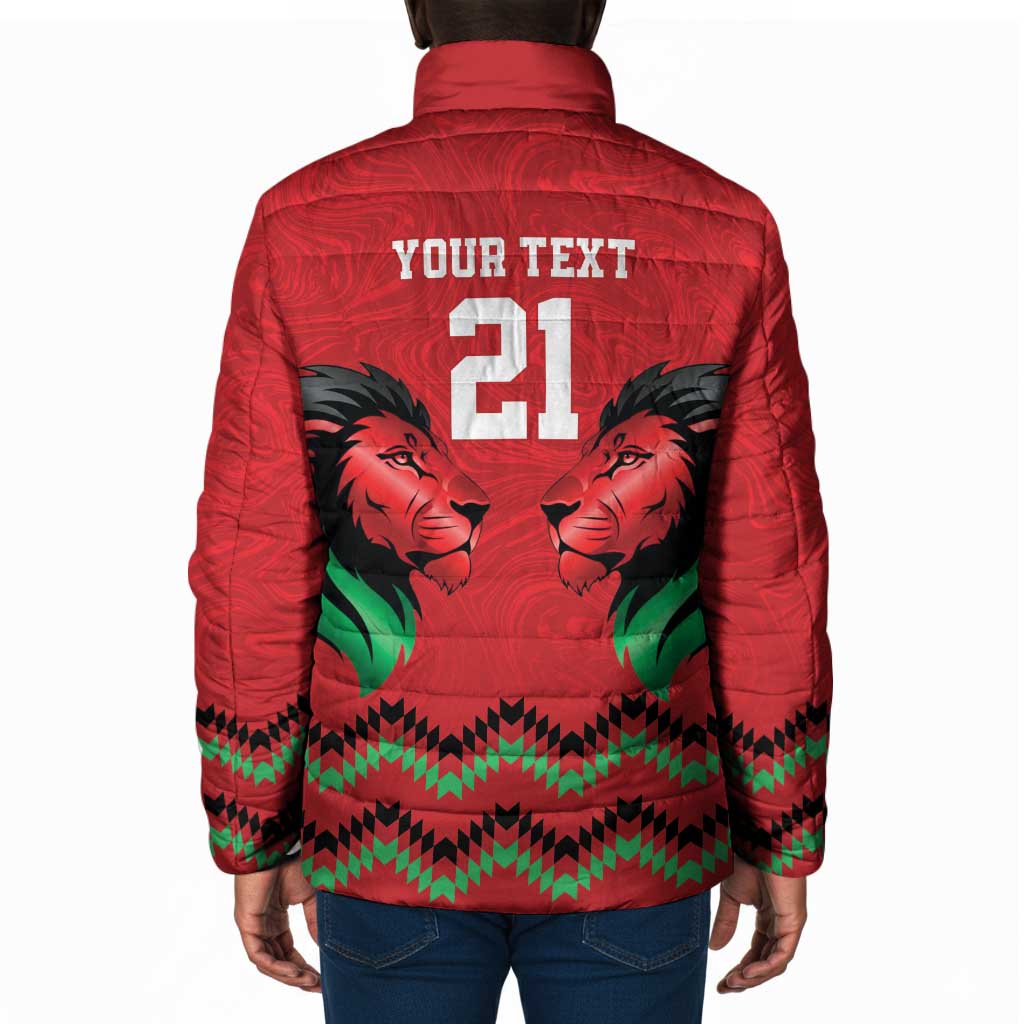 Custom Cricket Africa Kenya Padded Jacket Red Lion Head Kenyan Pattern