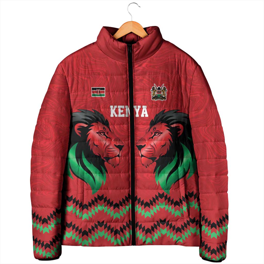 Custom Cricket Africa Kenya Padded Jacket Red Lion Head Kenyan Pattern
