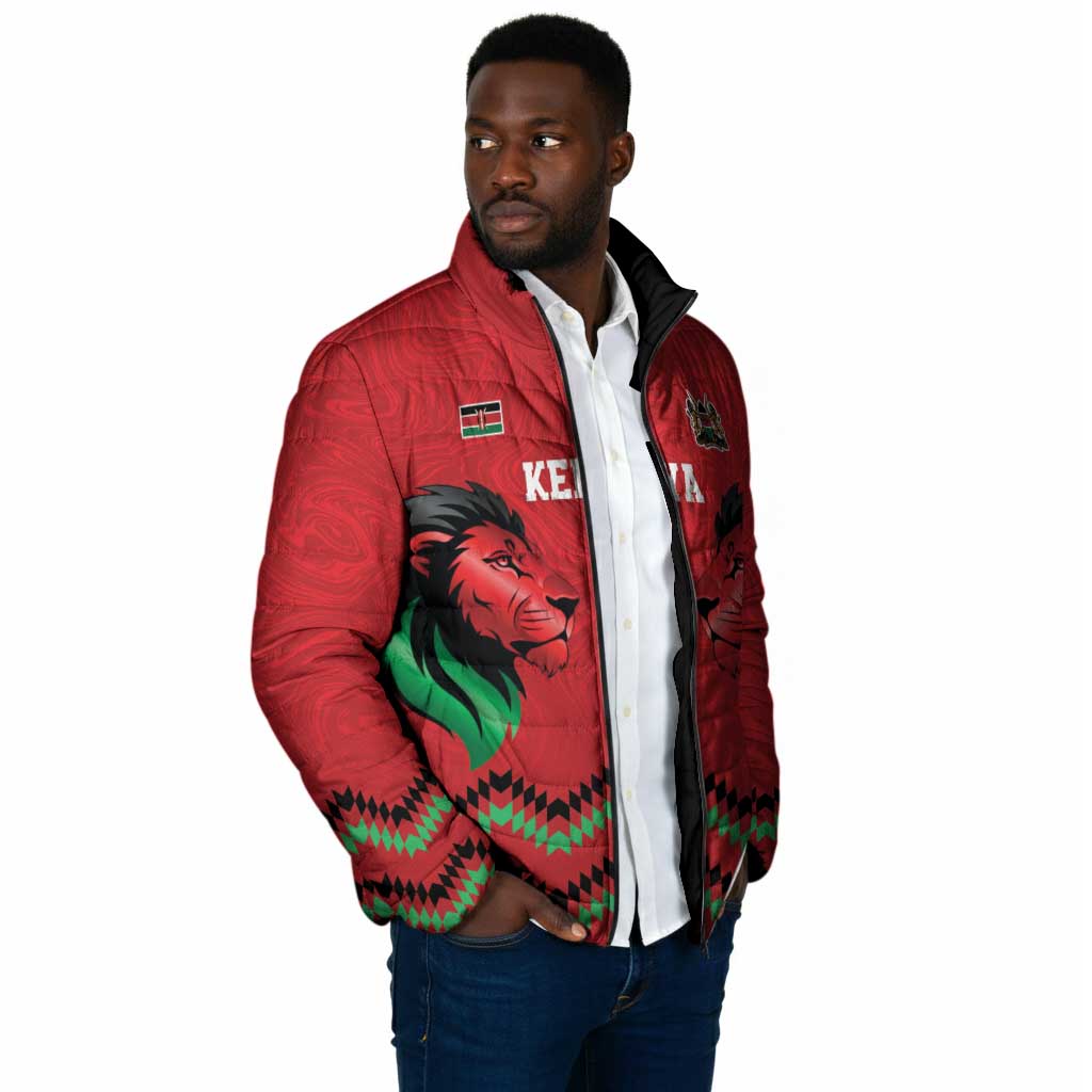 Custom Cricket Africa Kenya Padded Jacket Red Lion Head Kenyan Pattern