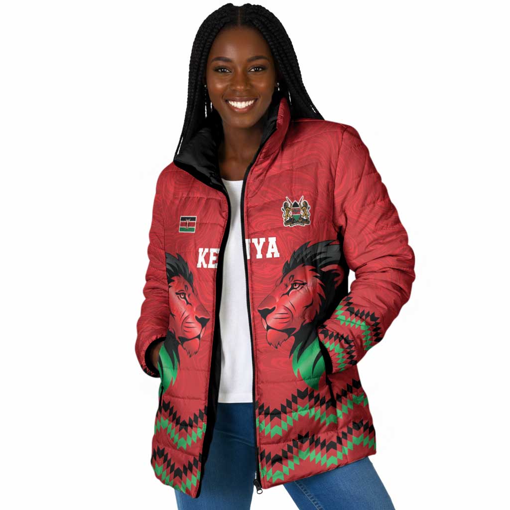 Custom Cricket Africa Kenya Padded Jacket Red Lion Head Kenyan Pattern