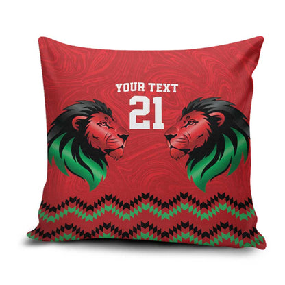 Custom Cricket Africa Kenya Pillow Cover Red Lion Head Kenyan Pattern