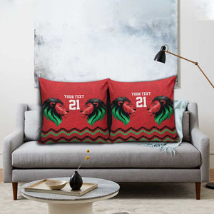 Custom Cricket Africa Kenya Pillow Cover Red Lion Head Kenyan Pattern
