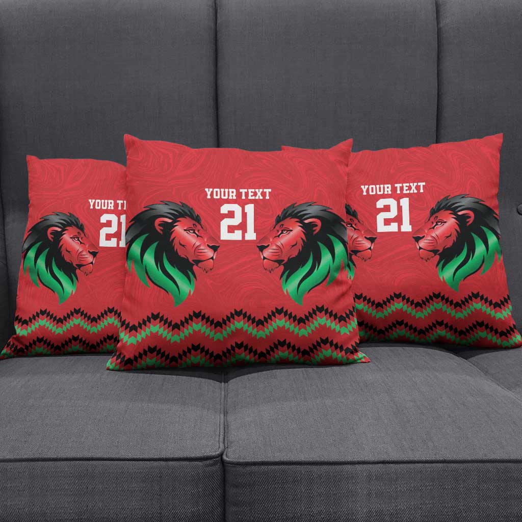 Custom Cricket Africa Kenya Pillow Cover Red Lion Head Kenyan Pattern
