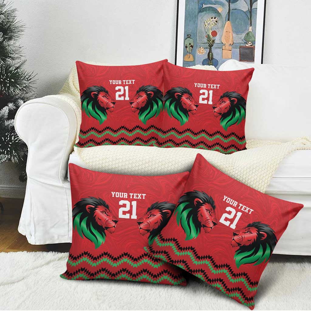 Custom Cricket Africa Kenya Pillow Cover Red Lion Head Kenyan Pattern