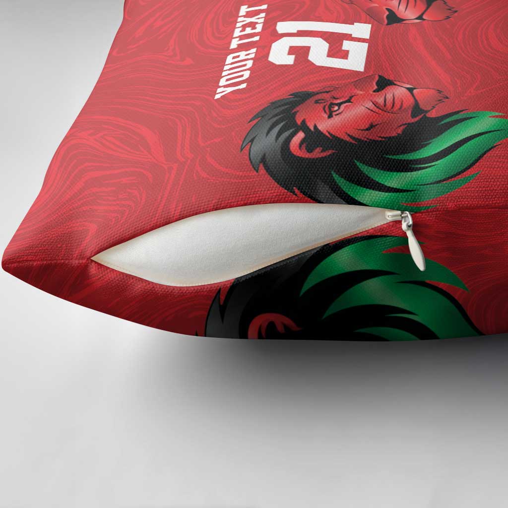 Custom Cricket Africa Kenya Pillow Cover Red Lion Head Kenyan Pattern