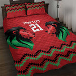 Custom Cricket Africa Kenya Quilt Bed Set Red Lion Head with Kenyan Pattern - African Pride