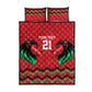 Custom Cricket Africa Kenya Quilt Bed Set Red Lion Head with Kenyan Pattern - African Pride