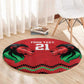 Custom Cricket Africa Kenya Round Carpet Red Lion Head with Kenyan Pattern - African Pride