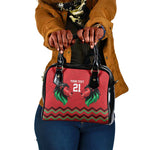 Custom Cricket Africa Kenya Shoulder Handbag Red Lion Head with Kenyan Pattern - African Pride