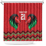 Custom Cricket Africa Kenya Shower Curtain Red Lion Head with Kenyan Pattern - African Pride