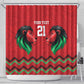 Custom Cricket Africa Kenya Shower Curtain Red Lion Head with Kenyan Pattern - African Pride