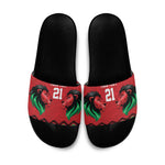 Custom Cricket Africa Kenya Slide Sandals Red Lion Head Kenyan Pattern