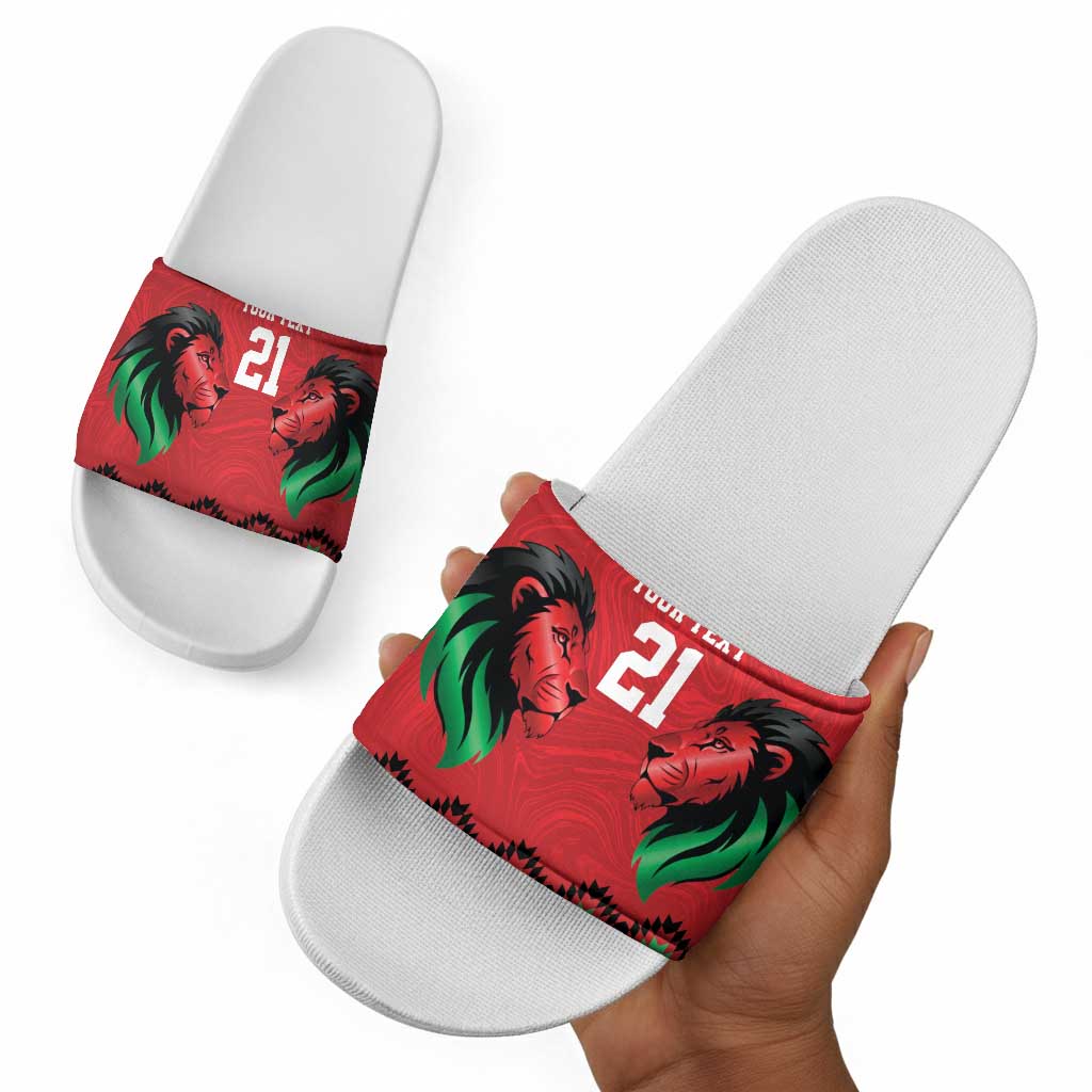 Custom Cricket Africa Kenya Slide Sandals Red Lion Head Kenyan Pattern