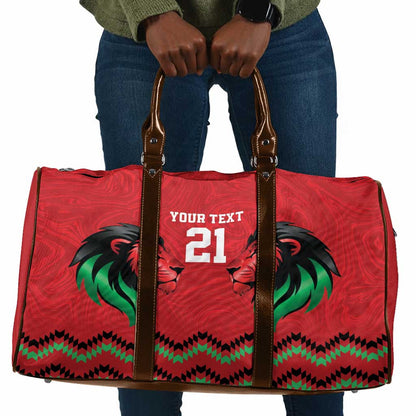 Custom Cricket Africa Kenya Travel Bag Red Lion Head Kenyan Pattern
