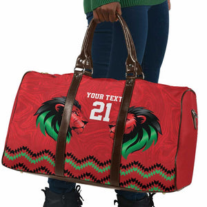 Custom Cricket Africa Kenya Travel Bag Red Lion Head Kenyan Pattern