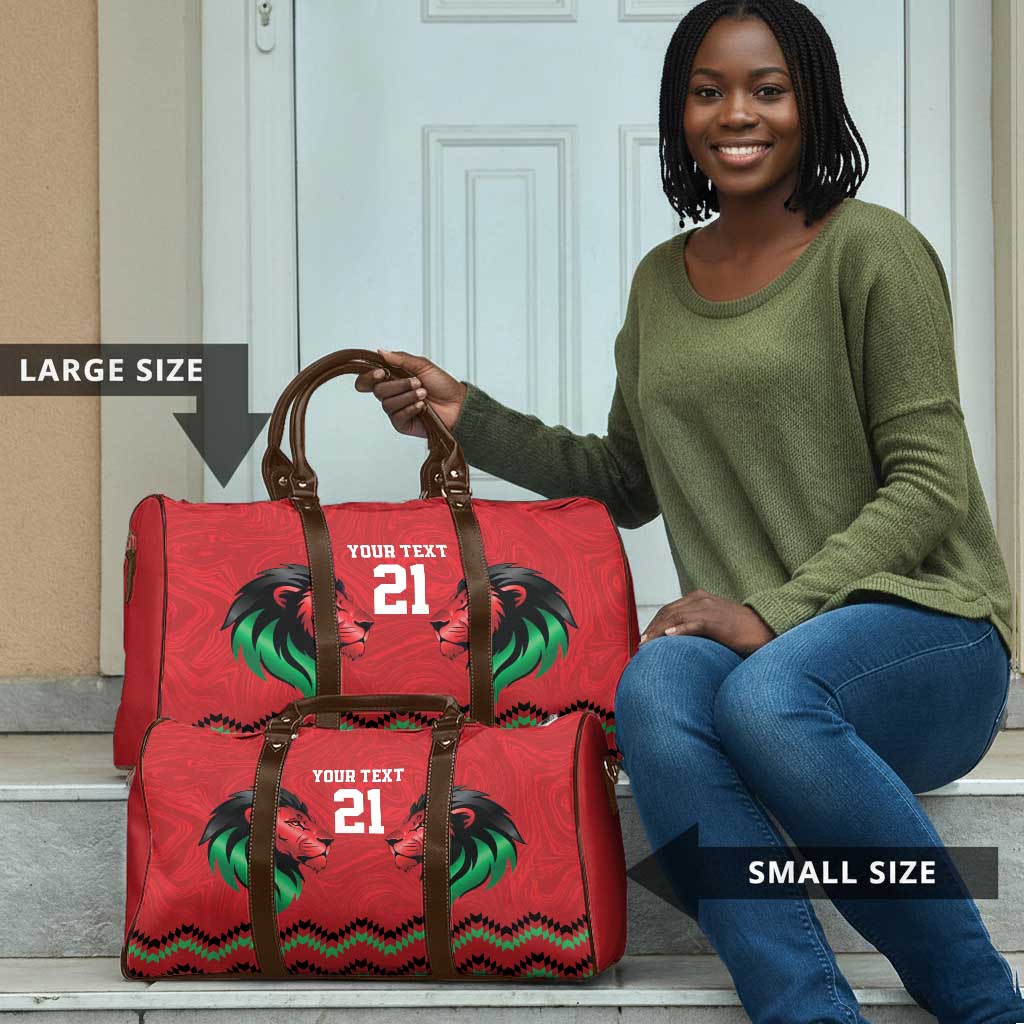 Custom Cricket Africa Kenya Travel Bag Red Lion Head Kenyan Pattern
