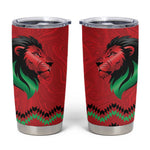 Custom Cricket Africa Kenya Tumbler Cup Red Lion Head with Kenyan Pattern - African Pride
