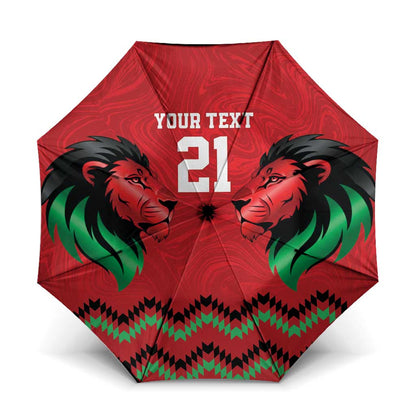 Custom Cricket Africa Kenya Umbrella Red Lion Head Kenyan Pattern