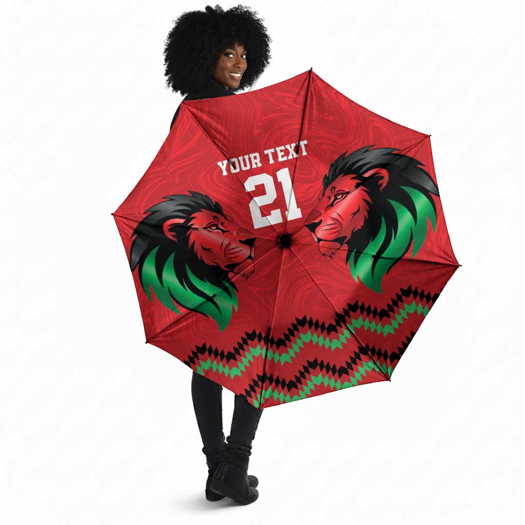 Custom Cricket Africa Kenya Umbrella Red Lion Head Kenyan Pattern