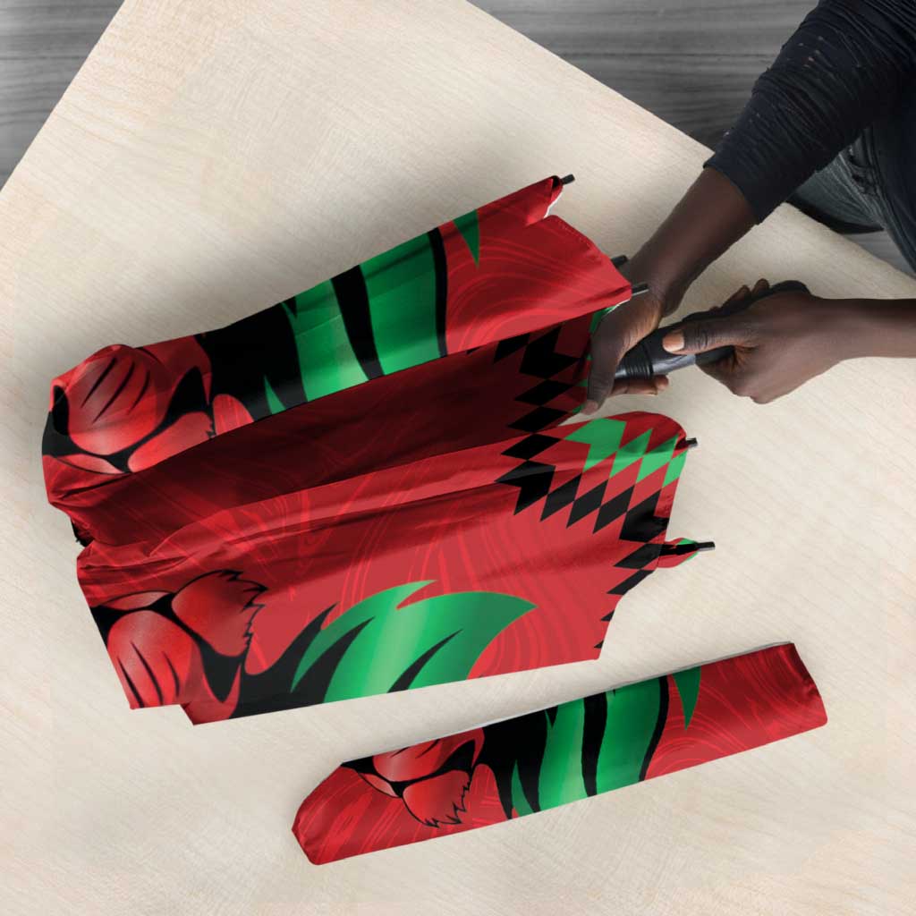 Custom Cricket Africa Kenya Umbrella Red Lion Head Kenyan Pattern