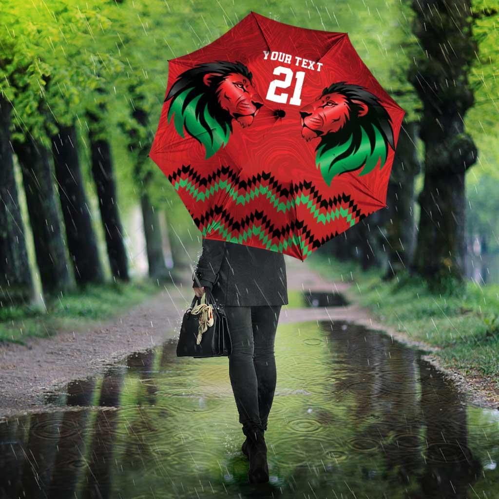 Custom Cricket Africa Kenya Umbrella Red Lion Head Kenyan Pattern