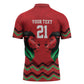 Custom Cricket Africa Kenya Zipper Polo Shirt Red Lion Head Kenyan Pattern