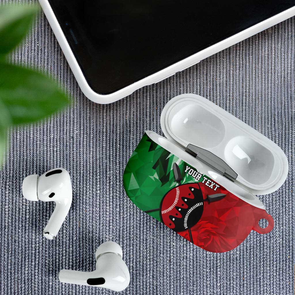 Personalized Kenya Maasai Shield AirPods Case Green Red Kenyan Lion Half Style