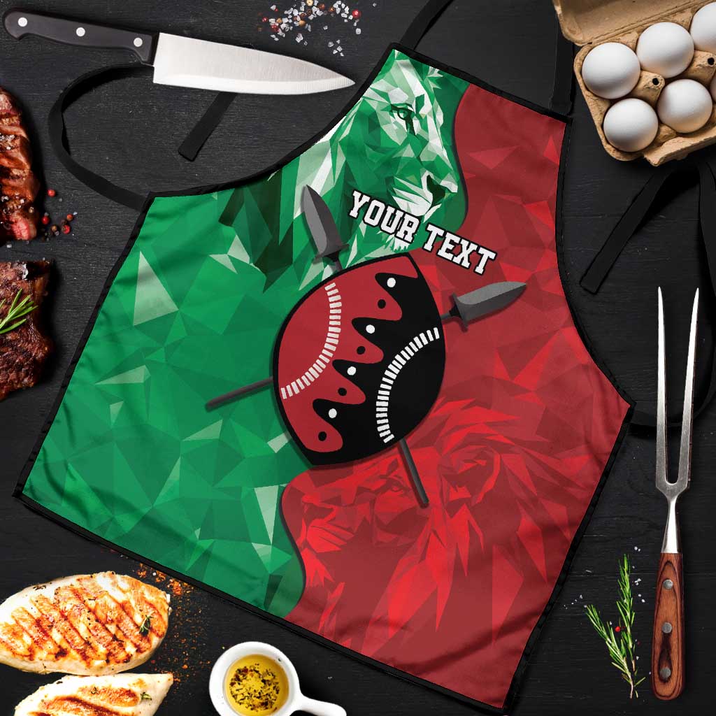 Personalized Kenya Maasai Shield Apron Green Red Kenyan Lion Half Style