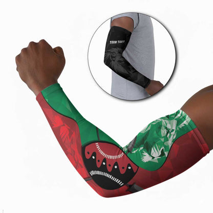 Personalized Kenya Maasai Shield Arm Sleeves Green Red Kenyan Lion Half Style