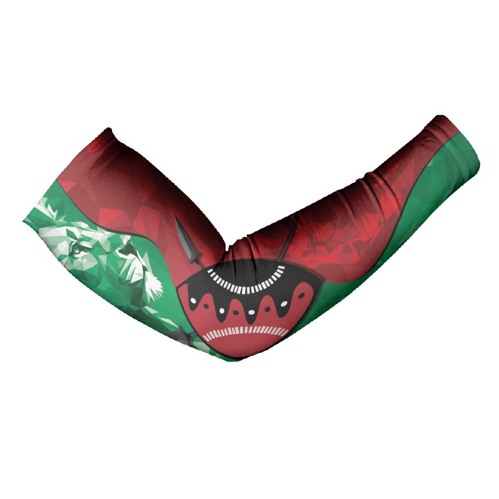 Personalized Kenya Maasai Shield Arm Sleeves Green Red Kenyan Lion Half Style