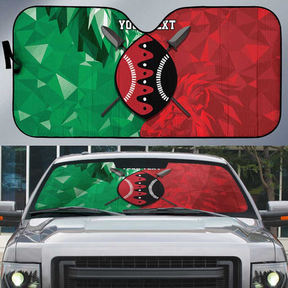 Personalized Kenya Maasai Shield Auto Sun Shade Green Red Kenyan Lion Half Style